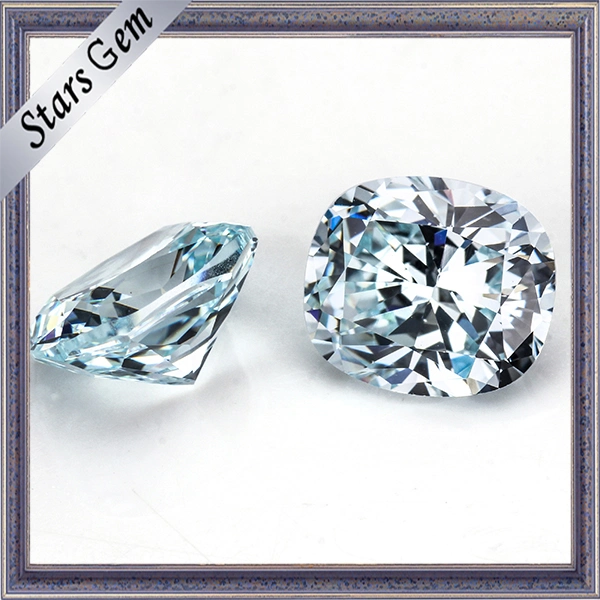 Light Blue Color Cushion Cut Cubic Zirconia